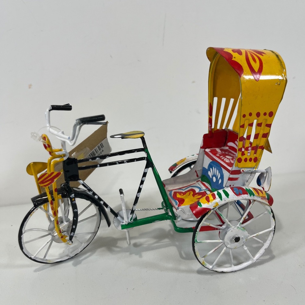 Aarong Rickshaw Model Metal Figurine Hand Painted Folk Art Bangladesh NEW